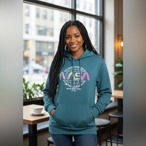 Blue‎ teal pink NASA Hoodie 2XL For the Benefit of all